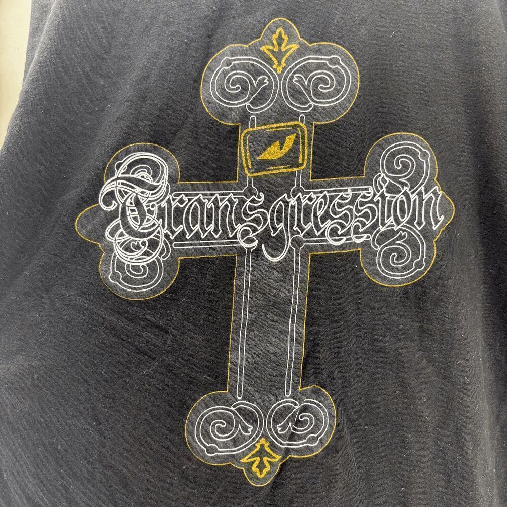 Vintage Transgression Sideways Mens XL Black Shirt Cross 90s Y2K EUC